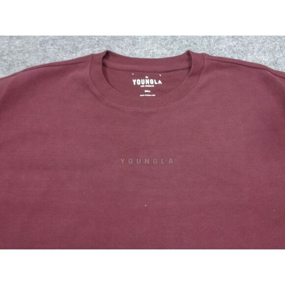 Young LA Sweatshirt Mens S Burgundy Pullover Fleece Streetwear Crewneck - Picture 2 of 10
